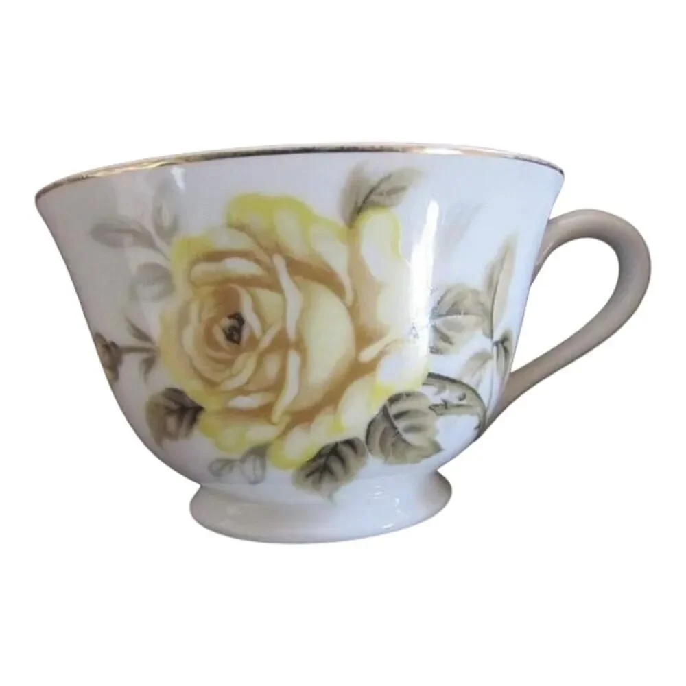 Talisman by Norleans Yellow Rose Plate, Cup, Saucer & Creamer Dish W/Gold Trim